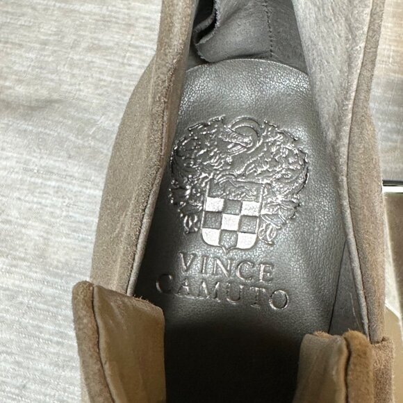 Vince Camuto Gigietta Taupe Leather Ankle Boots Women’s Size 9M Block Heel Zip - Picture 8 of 9